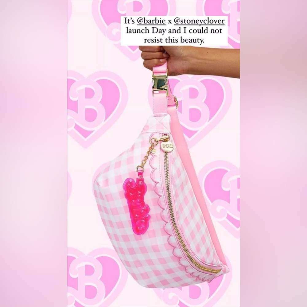 NWT Stoney Clover Lane Barbie Movie Gingham Jumbo Fanny Pack Belt Bag LE Rare